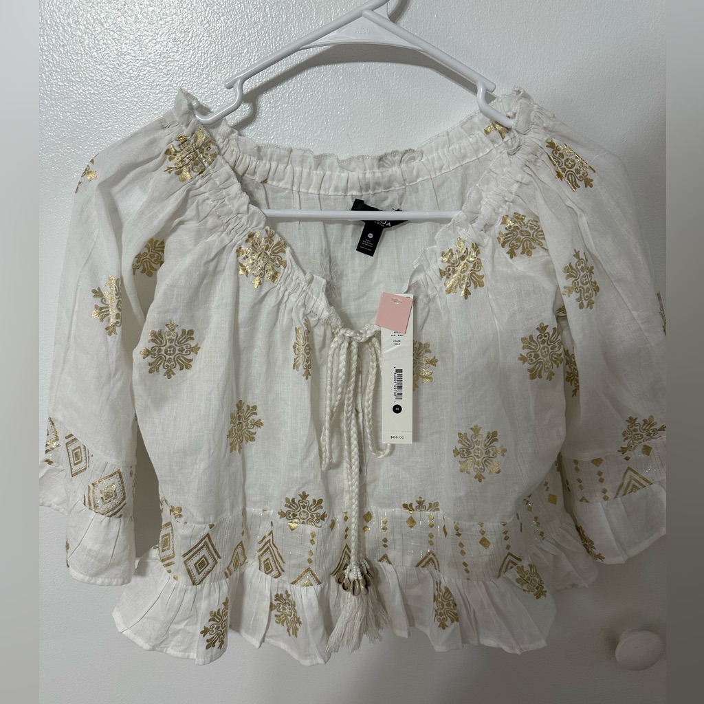 Aqua Swim White And Gold Swim Cover Top